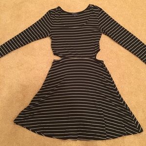 Striped long sleeve dress with cutouts